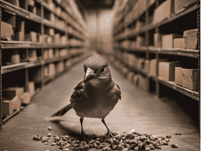 bird trapped in warehouse